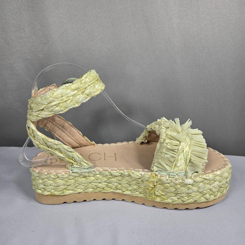 Beach Matisse Seashore Sandals Womens 8 Green Raffia Espadrille Wedge Platform - Picture 2 of 10